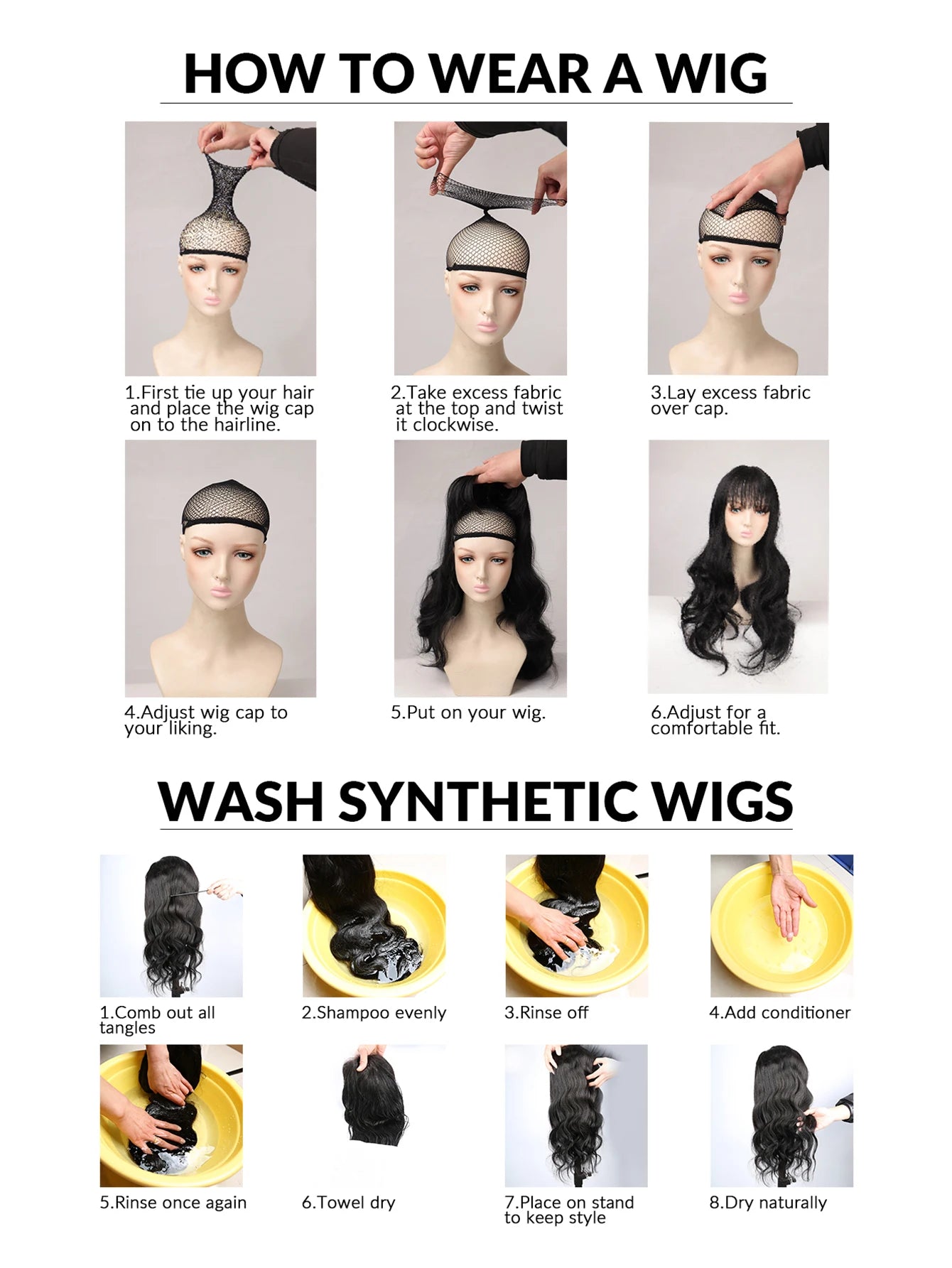 Black women's short elf style synthetic wig, fashionable wave layered wig with free hairnet