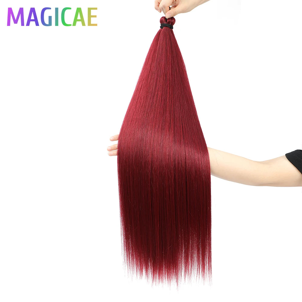 Magicae Braiding 28inches Hair 72cm Heat Resistant Ash Blonde Ombre Brown Sliver White 60# Cold Fusion Micro Crochet Hair Weave