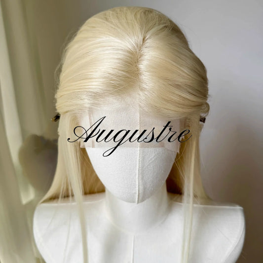 Light Gold 13 * 4 Hand Hook Front Lace Wig Headset, High Temperature Spinning, Long Straight Hair Simulation Hair Wig