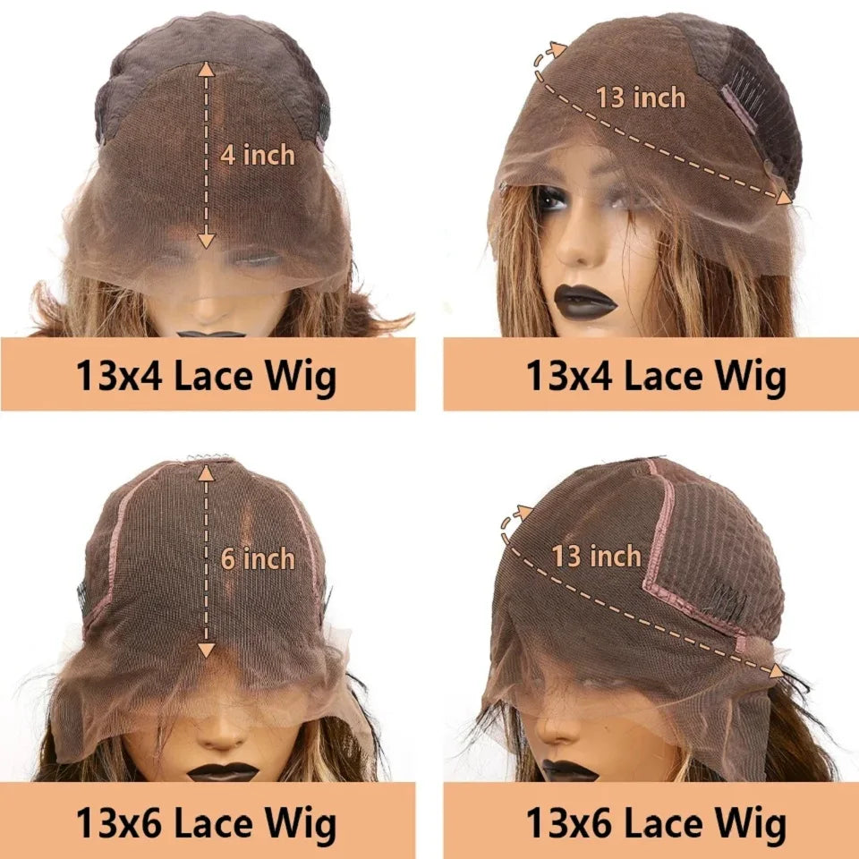 P4/27 Highlight Straight 13x6 Lace Frontal Human Hair Wig Blonde Brown Piano Colored 13x4 Transparent Lace Front Wig Pre Plucked
