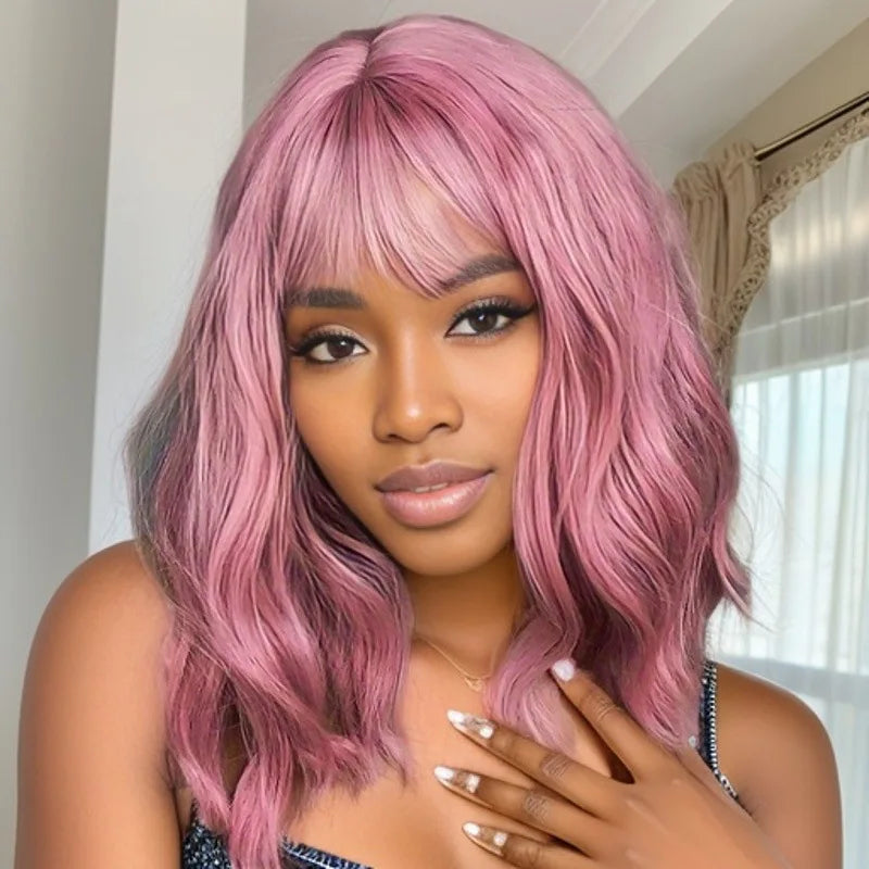 Hair Extensions Synthetic Fiber African Wigs for Women Natural Breathable Head Cover Hat Black Medium Long Straight Ladies Wig