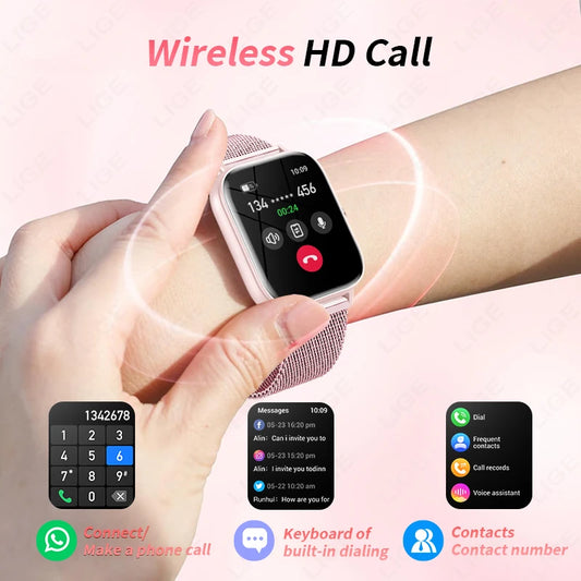 LIGE 2025 Smart Watch Women Bluetooth Call Sport Fitness Tracker Watch Health Monitor Fashion Ladies Men Smartwatch For Android