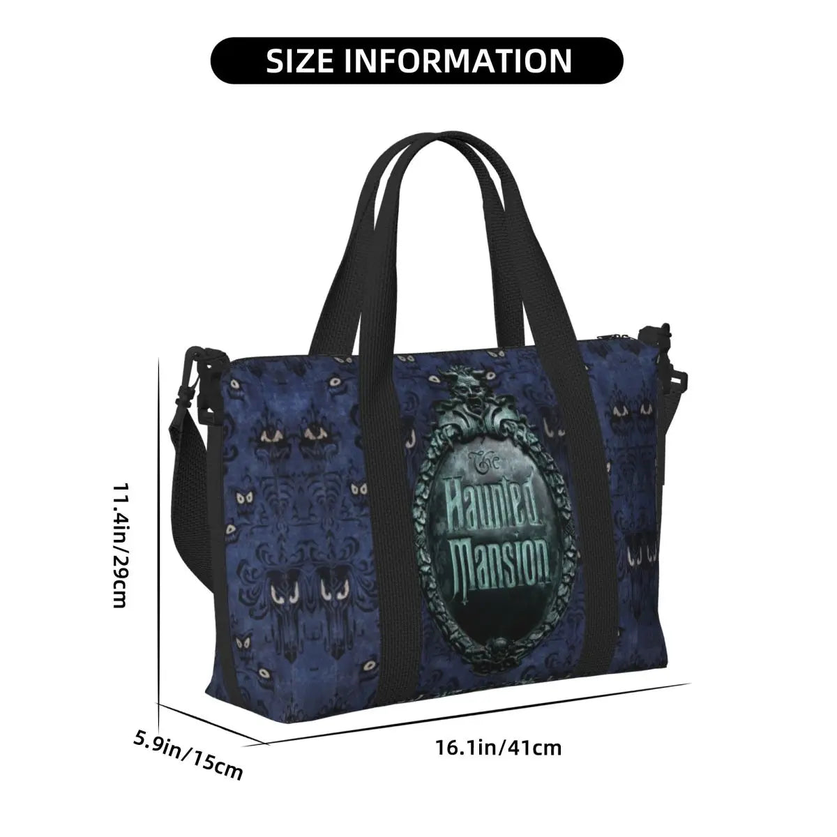 Custom Haunted Mansion Logo Groceries Shopping Tote Bags Women Large Capacity Halloween Grimace Ghosts Gym Beach Travel Bags