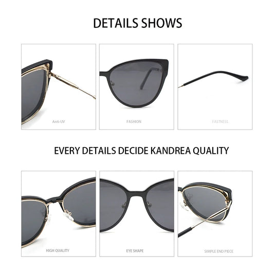 KANDREA Vintage 2 In 1 Clip On Glasses Frame Women Brand Design Polarized Sunglasses Optical Prescription Eyeglasses FNA017