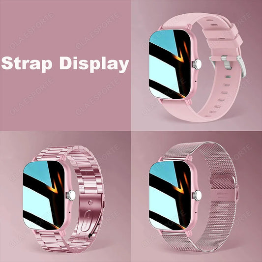 Fashion Bluetooth Calls Smartwatch 1.83 Inch Touch Screen Heart Rate Blood Oxygen Sleep Monitor Waterproof Smart Watch Women Men