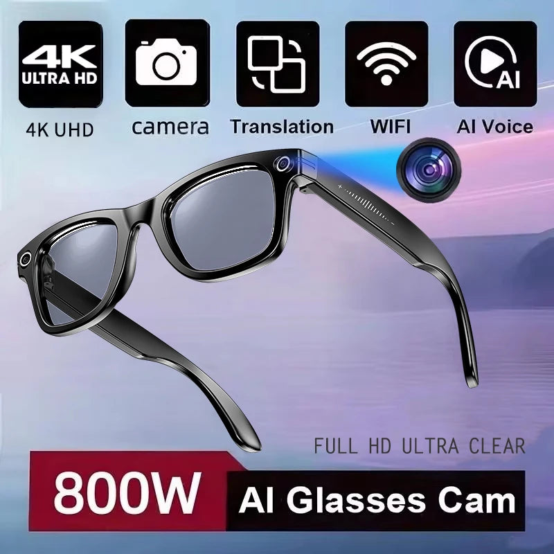 NEW Fashion Men Women AI SmartGlasses 8MP HD Camera 4K Video Recording AI Translator Bluetooth Call 3D Surround Music Sunglasses
