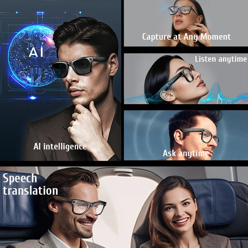 LIGE New Camera Smart Glasses with Photochromic Lenses Photography Video ChatGPT AI Interactive Translation Smart Sunglasses Men