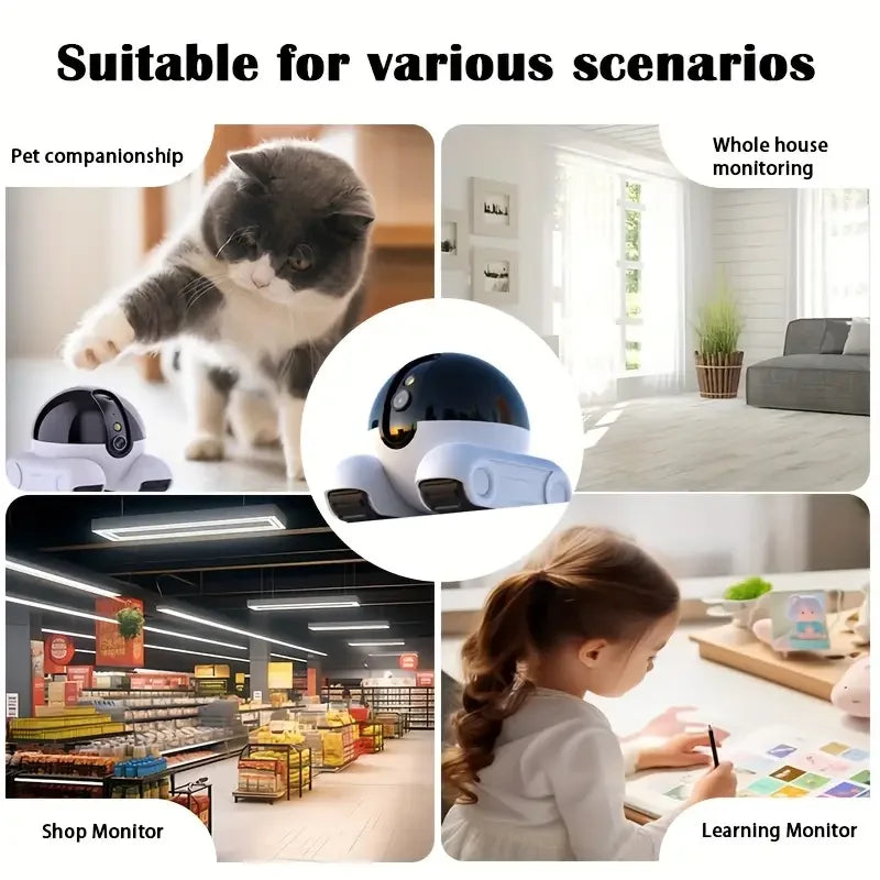 Pet Surveillance Camera | 360° Robot Camera,Baby Pet Camera, Bidirectional Dialogue,Motion Detection,Dog/Cat/Baby/Elderly