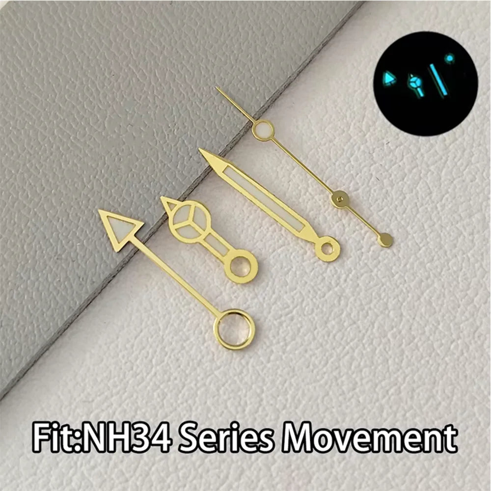 For NH34 GMT Hands Watch Hand Parts Blue&green BGW9 Luminous Suitable For NH35 Automatic Movement Watches Pointer Accessories