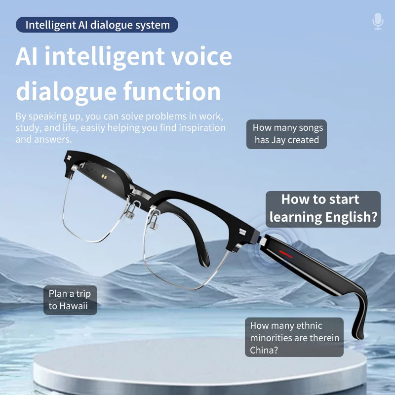 Smart Glasses Translate Language Support Custom Myopia Lens Navigation Voice Assistant Listen Songs AI Smart Glasses Translator
