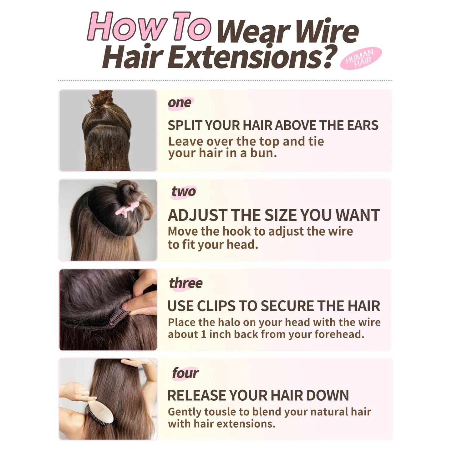 One-Piece Clip In Human Hair Extensions 1 Piece 5 Clips 3/4 Full Head #4 Medium Brown Straight Clip In Human Hair Extensions