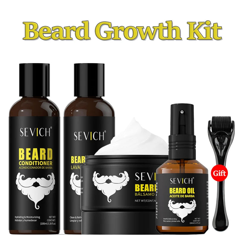 Beard Growth Kit Beard Growth Essence Oil Nourishing Beard Conditioning For Men Wash Care Set Beard Styling Massage Strengthen