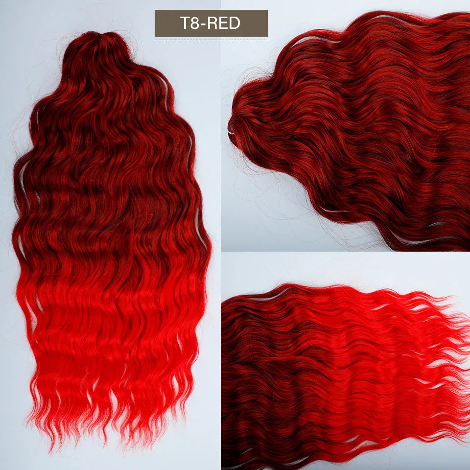24 inches Body Deep Wave Crochet Braiding Pink Ombre Brown Hair Extensions Water Colored Braids Hair Blond Curly Hair Bundles