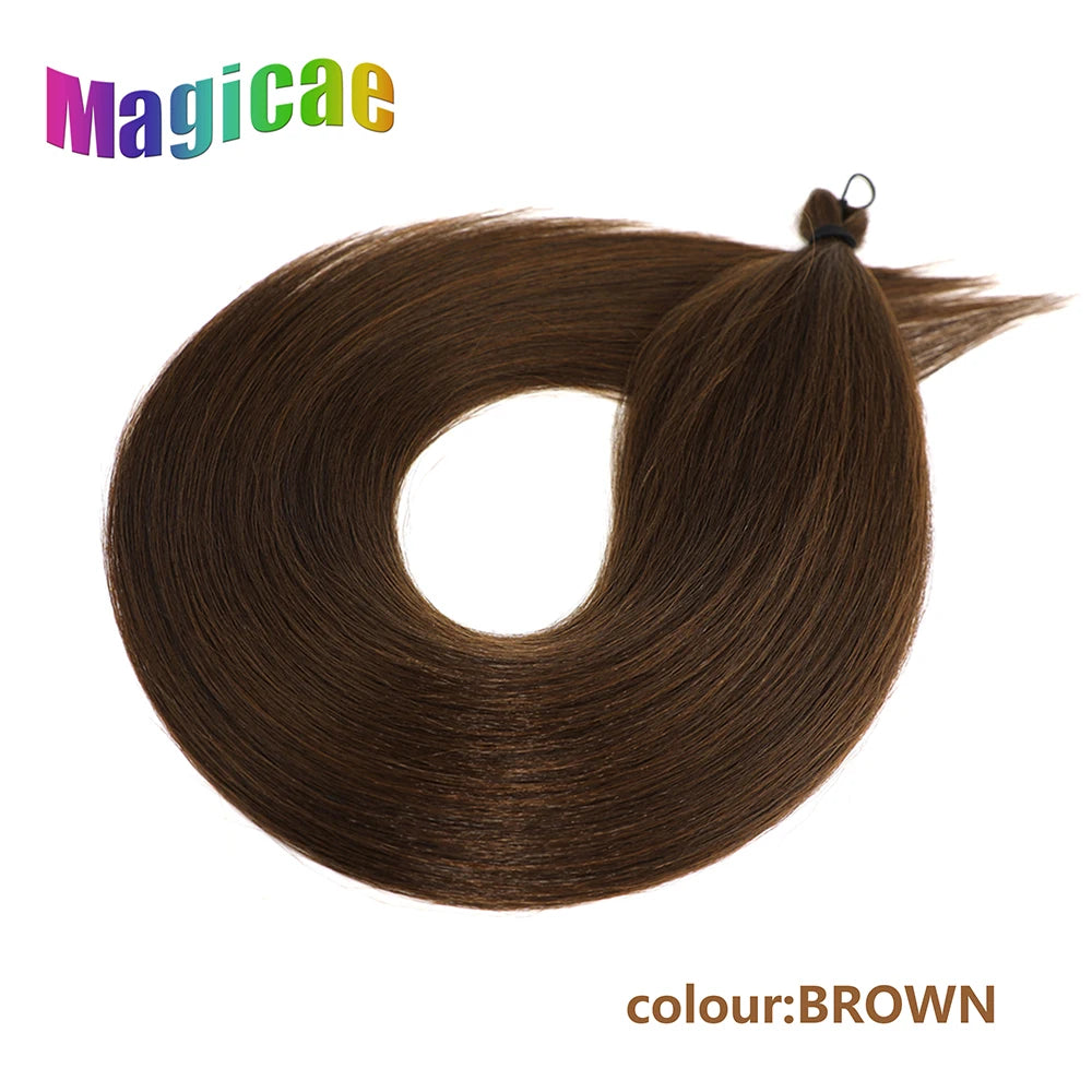 Magicae 28Inch Straight Hair Bundles 3Pcs Crochet Braids Synthetic Ariel Straight Fake hair Ombre Blonde Crochet Hair Extensions