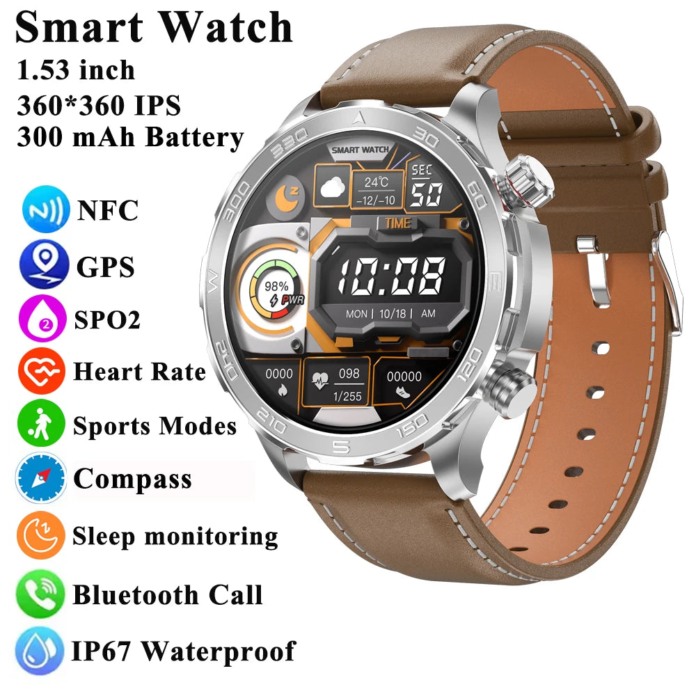 2025 New Smart Watch Watch HD Screen Bluetooth Call GPS Trajectory NFC Heart Rate Compass Outdoor Sports Waterproof SmartWatch