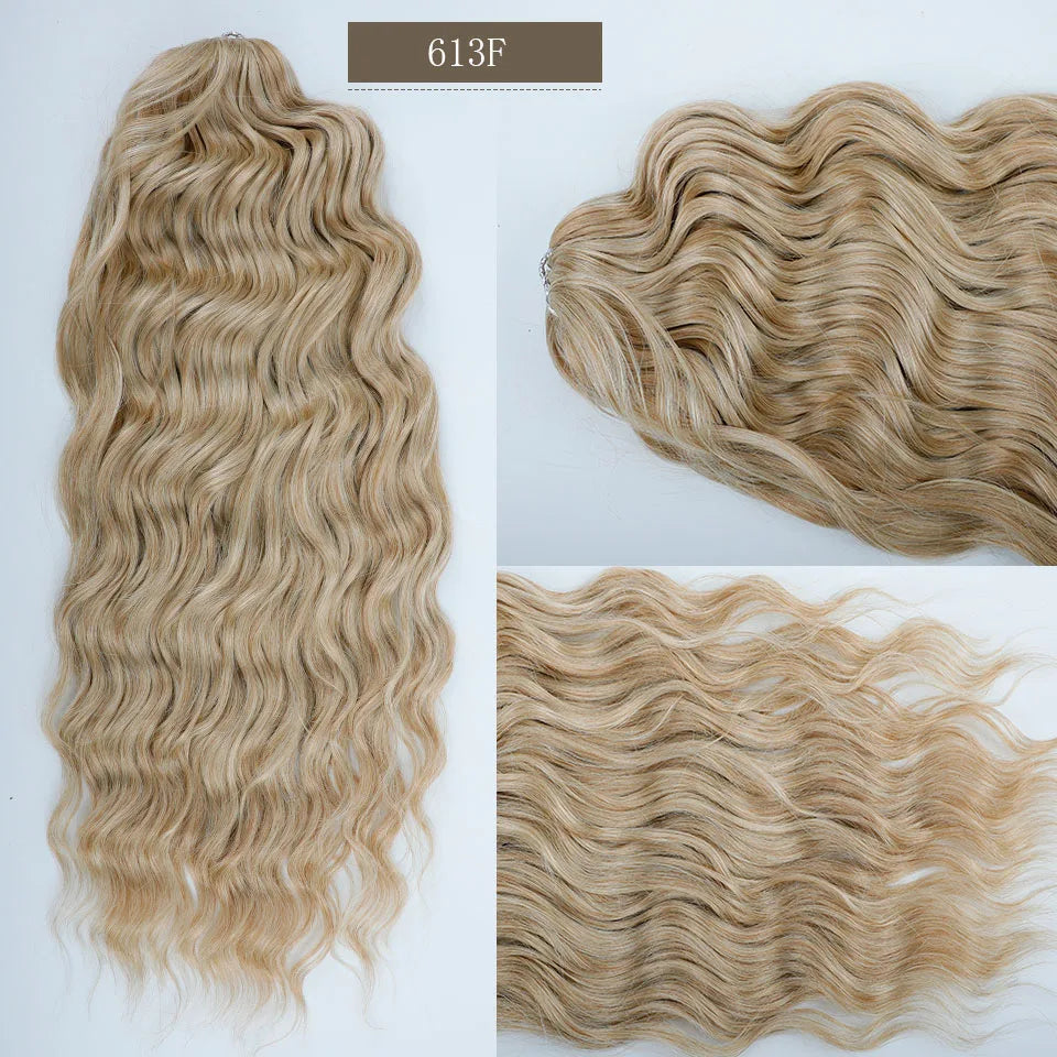 24Inches Pink Water Deep Wave Crochet Braiding 300g Ombre Brown White Synthetic Hair Extension Body Wavy Braids Hair Blond Twist