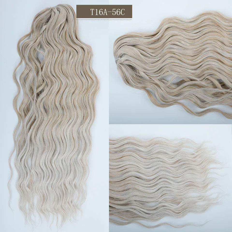 24Inches Pink Water Deep Wave Crochet Braiding 300g Ombre Brown White Synthetic Hair Extension Body Wavy Braids Hair Blond Twist