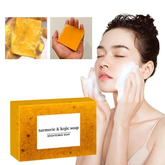 100g Turmeric Hand Made Soap, Lemon Kojic Acid Soap, Shower and Facial Soap Deep Cleaning For Face Body Skin Care