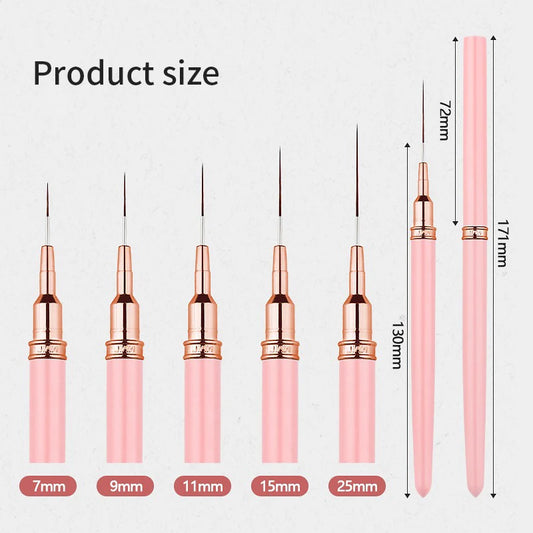 5 Pieces Set Liner Brush for Nail Art Painting,Fine Liner Brushes for Nails,Liner Nail Brush Set for Acrylic