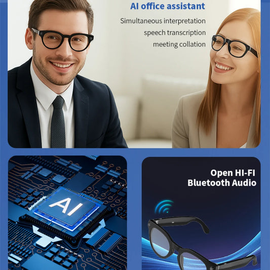 AI Smart Camera Glasses Anti-blue Light Bluetooth Call Voice Assisatant Sunglasses Outdoor Sports Headphone Eyeglasses Men Women