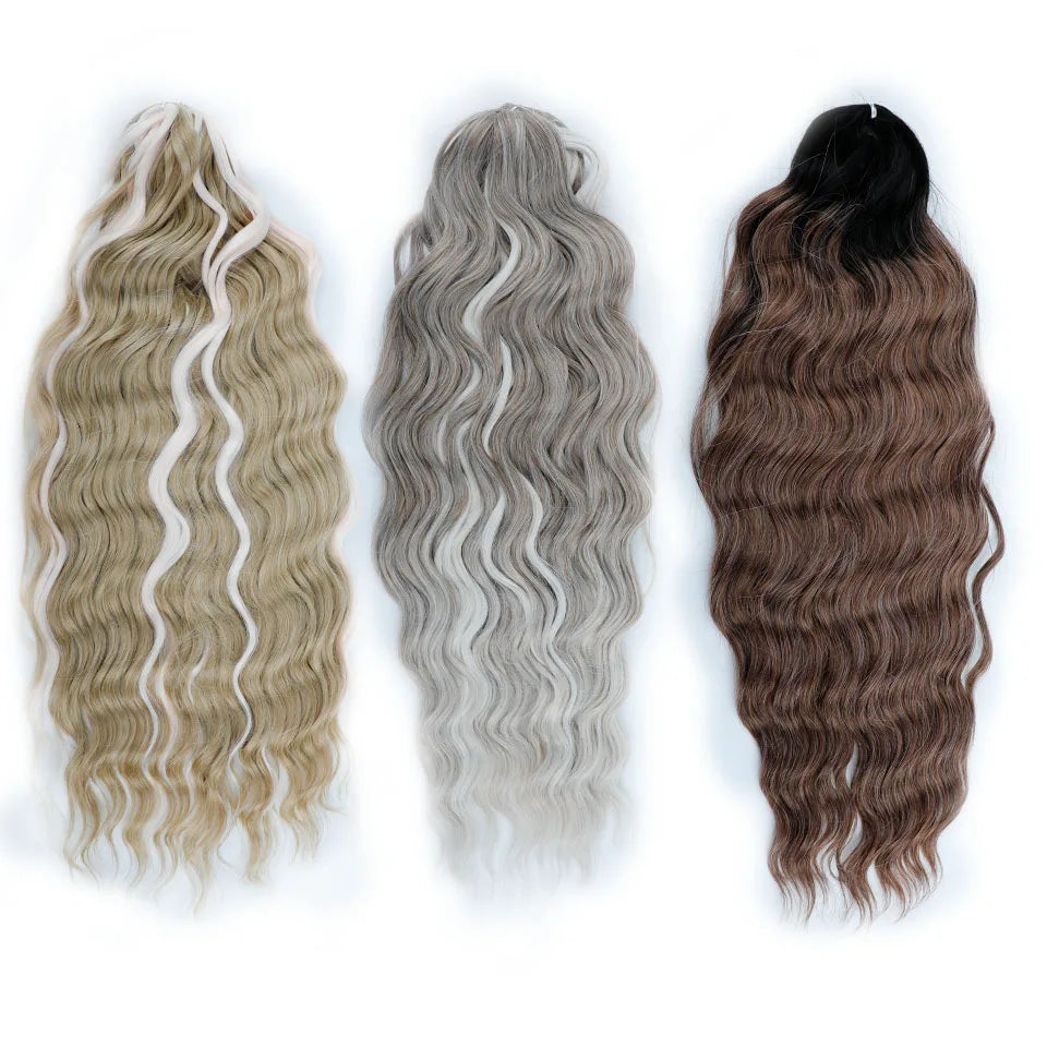 24 inches Body Deep Wave Crochet Braiding Pink Ombre Brown Hair Extensions Water Colored Braids Hair Blond Curly Hair Bundles