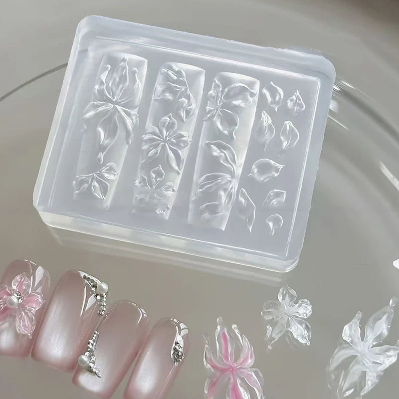 1 Pcs Lily Flower Sea Shell Conch Coral Starfish 3D Acrylic Nail Mold Nail Decorations DIY Silicone Manicure Mold Nail Art Mold