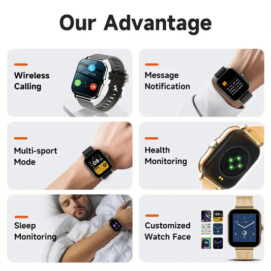 2025New Smart Watch For Men Women Gift 1.83inch Full Touch Screen Sport Fitness Watches BT Call Digital Smartwatch Wristwatch