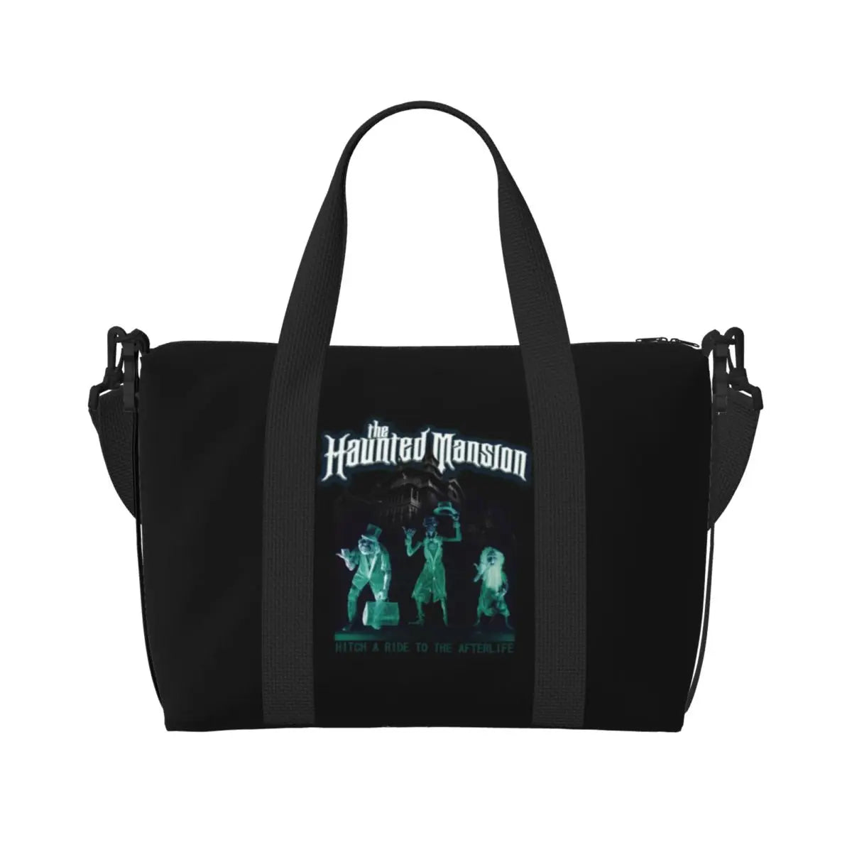 Custom Haunted Mansion Logo Groceries Shopping Tote Bags Women Large Capacity Halloween Grimace Ghosts Gym Beach Travel Bags