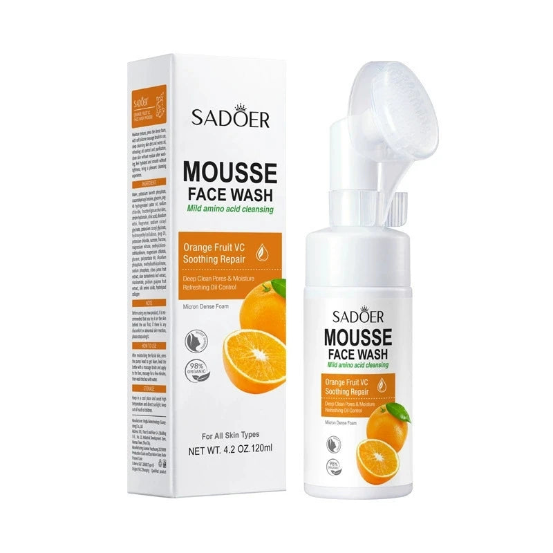 SAODER Fruits orange Facial Cleanser Face Wash Foam Massasge Cleansing Mossee Moisturizing Skin Care Products