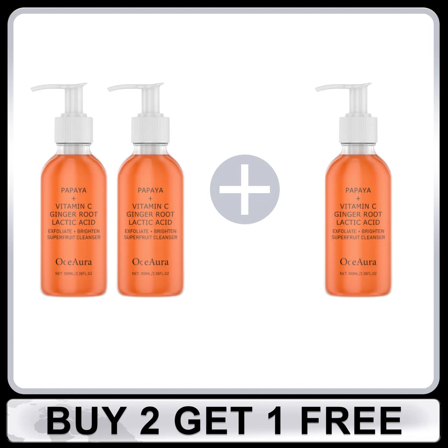 Oceaura Papaya Facial Cleanser Exfoliating Oil Control Deep Cleaning Pore Shrinking Blackhead Remover Dirt Brightening Face Wash