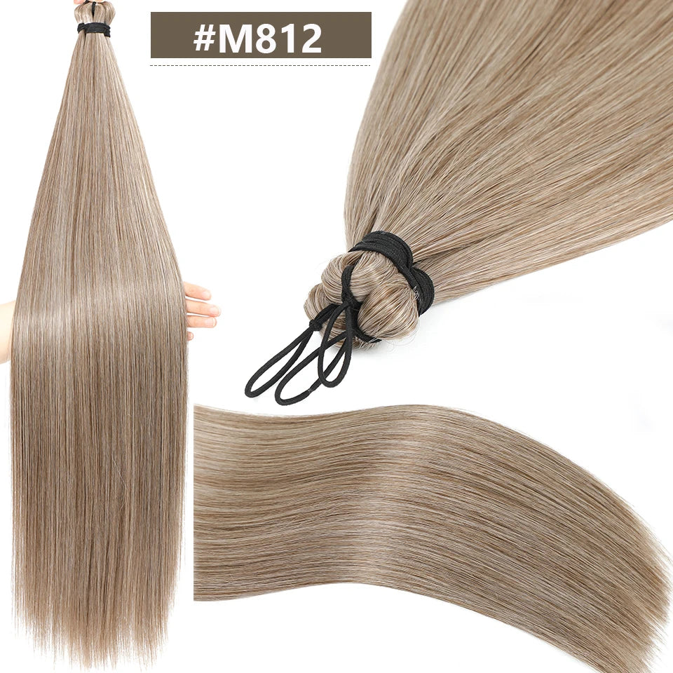Magicae 28inches 300grams Blond 27/613 White 60# Long 72cm Synthetic Silky Straight Crochet Braids Ombre Braiding Hair Extension