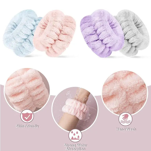 4/2PCS Reusable Wrist Washing Belt Soft Microfiber Towel Wristbands Washing Face Water Absorption Prevent Wetness Wrist Washband