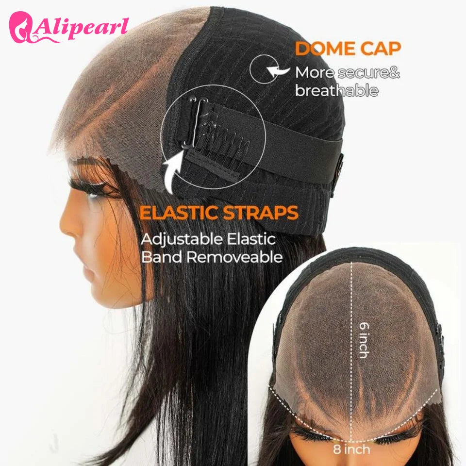 Alipearl Hair 6x8 Lace Closure Water Wave And Straight Wig Pre Cut Lace Glueless Human Hair Pre Plucked Pre Braided Wig