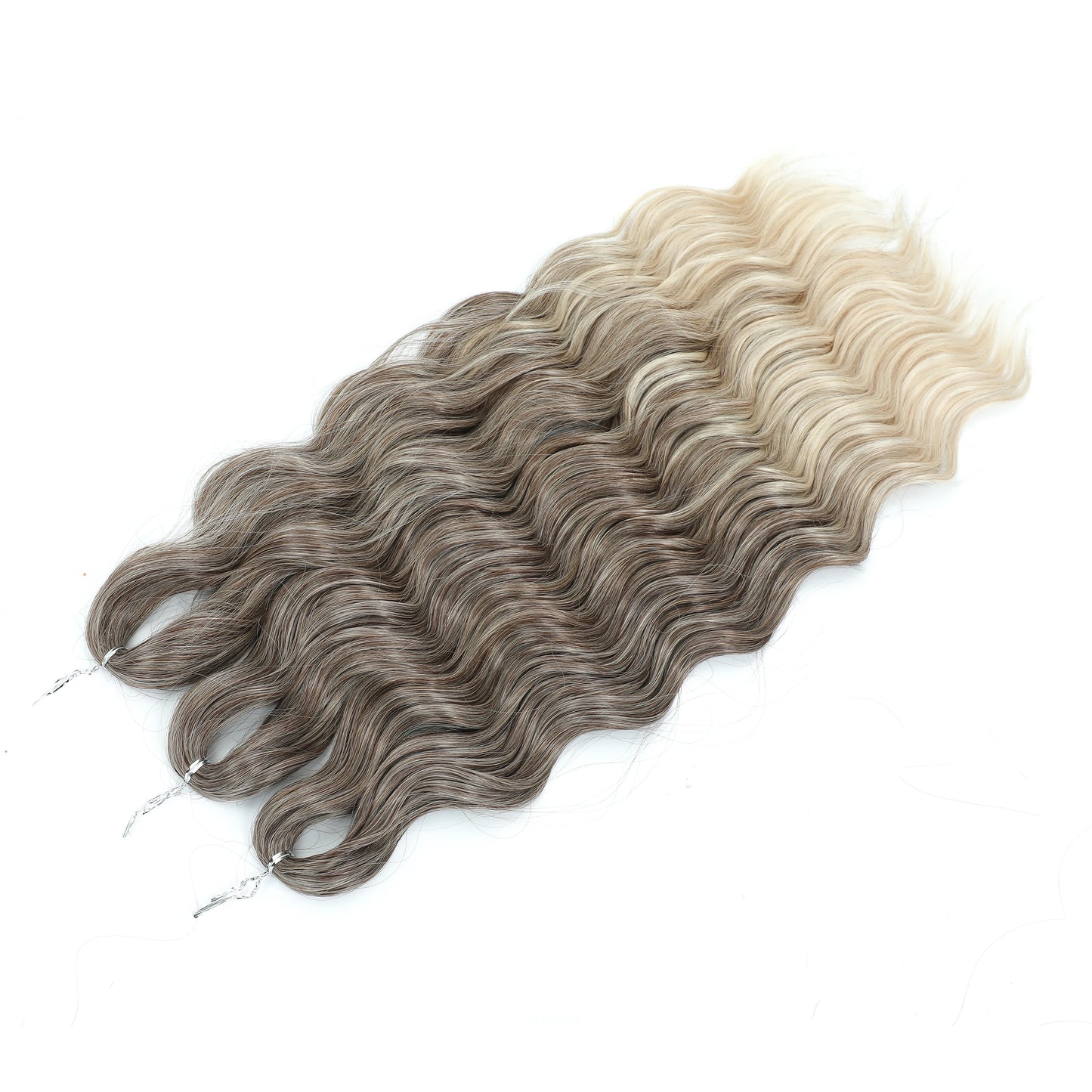 Anna 3Pcs 24Inches Body Water Wave Crochet Braids Pink Ombre Colored Rainbow Hair Extensions Gray White Braiding Hair Blond 613