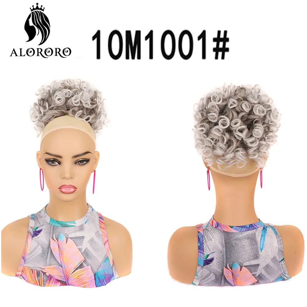Curly Elastic Drawstring Hair Bun Wave Messy Bun Large Full Hair Bun Hairpiece Short Synthetic Ponytail Extension for Women