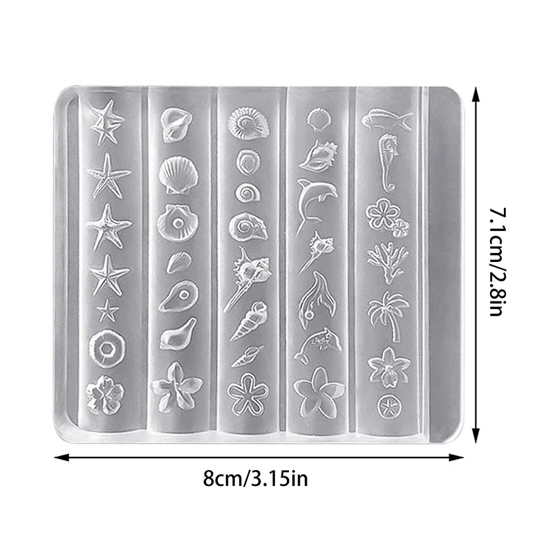 1 Pcs Lily Flower Sea Shell Conch Coral Starfish 3D Acrylic Nail Mold Nail Decorations DIY Silicone Manicure Mold Nail Art Mold