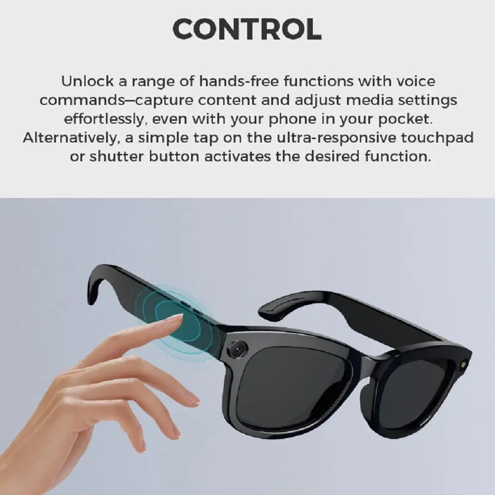 New Music Smart Al Camera Glasses Blue Tooth Glasses HD Call Smart Glasses Waterproof Voice Assistant Anti Blue-Light Sunglasses