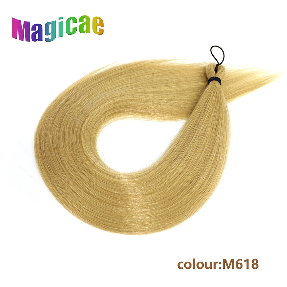 Magicae Braiding Crochet Hair High Heat Resistant 3Pcs 28inches Synthetic Ombre Brown Silver White Straight Bundles Extension