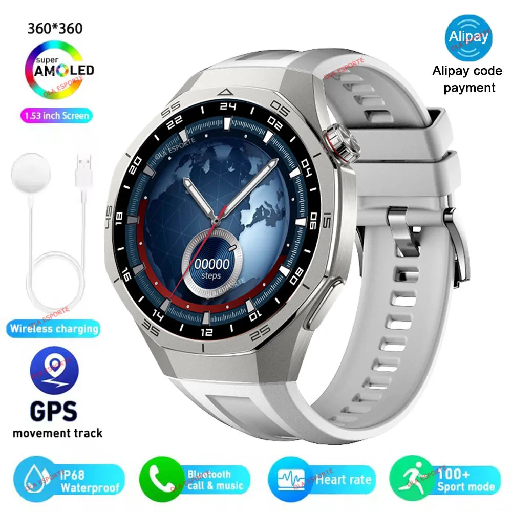 Smart Watch Men Watch 5 Pro AMOLED HD Screen Bluetooth Call GPS Trajectory NFC Heart Rate Monitor Compass SmartWatches 2025 New