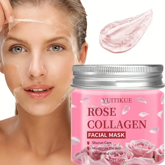 YUITIKUE Rose Collagen Facial Mask 60g - Night Care, Moisturize & Smooth Skin, Shurun Care Formula for Soft Skin