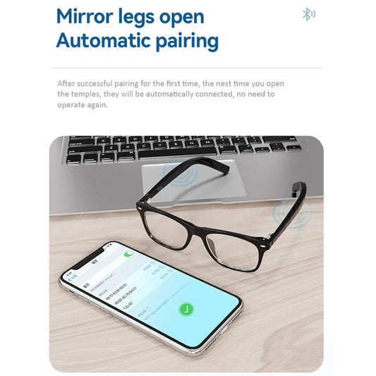 Bluetooth Smart Glasses Voice Assistant Answer Call Remote Control Camera Translate Language Smart Eyeglasses for Studying