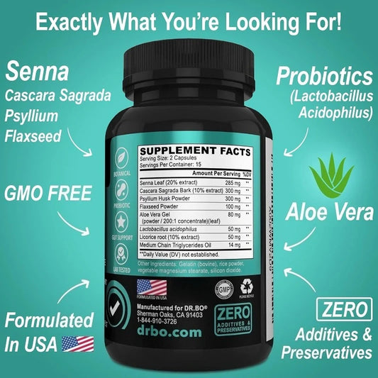 15 Day Colon Detox Capsules - Constipation Relief, Laxative Supplement, Relieves Stomach Bloating and Intestinal Discomfort