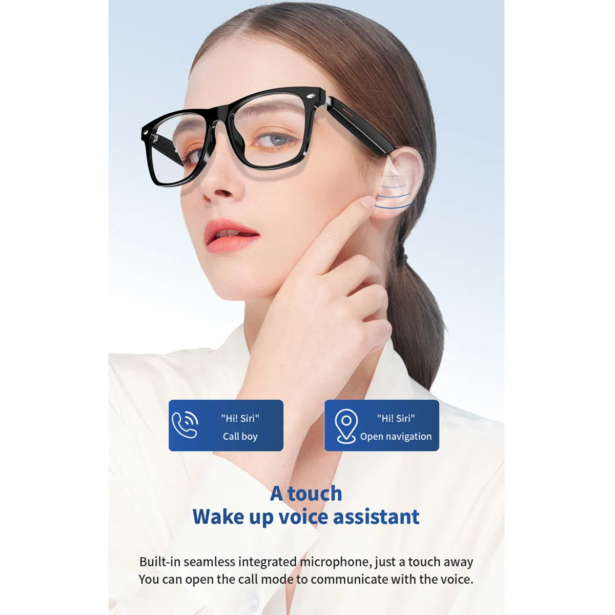 Smart Glasses Translate Language Support Custom Myopia Lens Navigation Voice Assistant Listen Songs AI Smart Glasses Translator