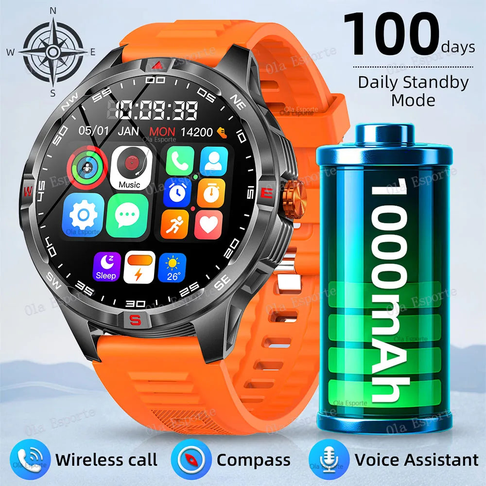 T-Rex 3 Military 1000mAh Battery Smart Watch 10ATM Waterproof GPS Track Compassr Bluetooth Call AMOLED Men Swim Sport Smartwatch