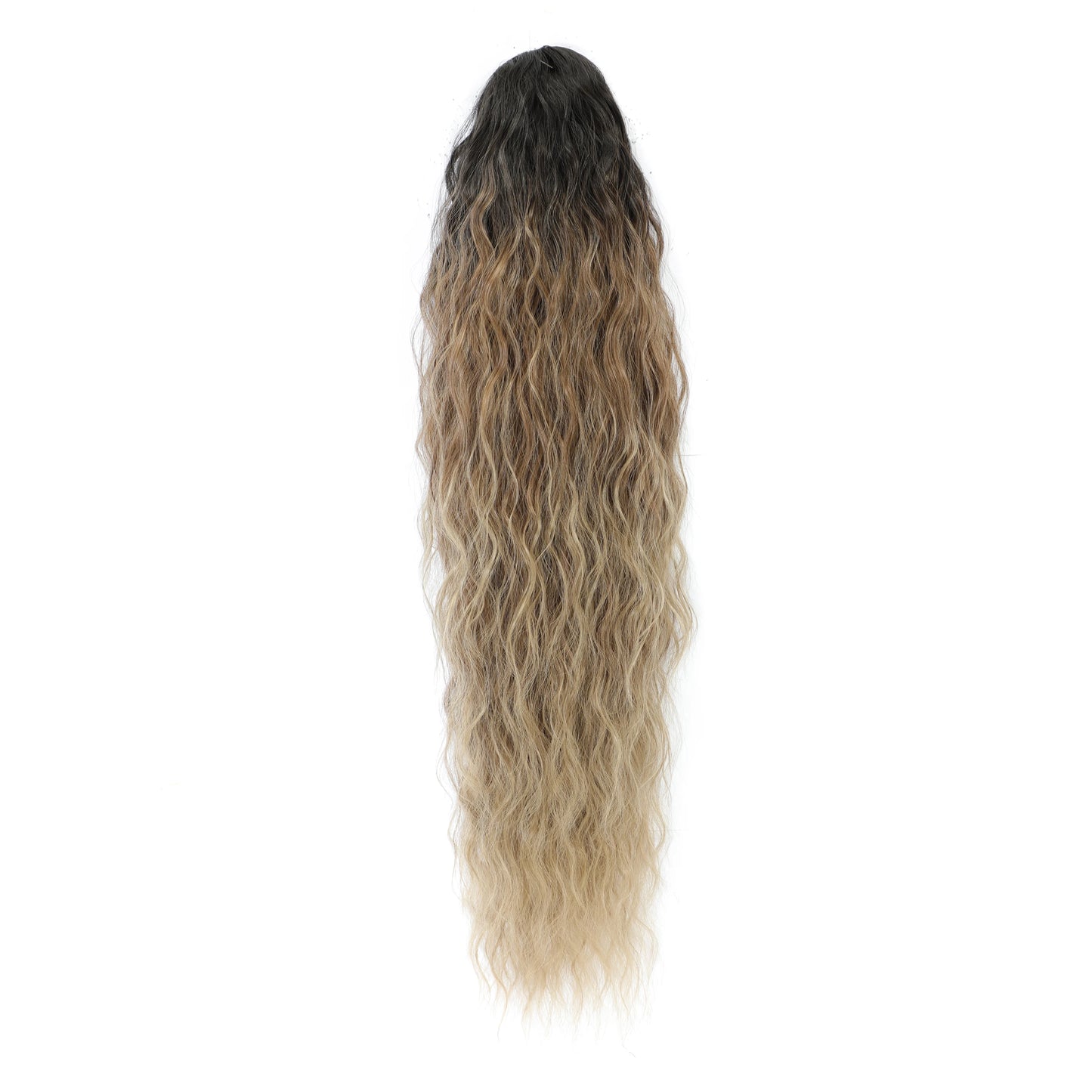 Magicae Long Synthetic Water wave Ponytail Heat resistant Hairpiece Drawstring Hair Clip Ombre Brown Blonde Hair Extensions Pony