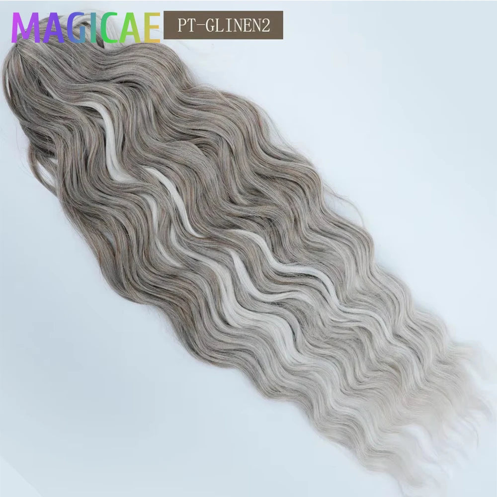 Anna 24Inches 3Pcs 300Grams Body Wave Crochet Braids Ombre Rainbow Blond White Sliver High Temperature Synthetic Hair Extension