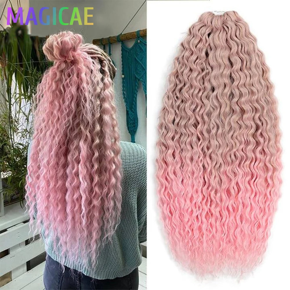 Anna 3Pcs 24Inches Body Wave Crochet Ombre Rainbow 300g Colored Braids Pink Ombre Blond 613 Hair Extension Water White Sliver