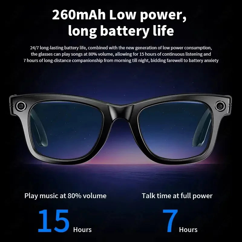 Outdoor 800W Pixel Photography Smart Glasses Men AI Translation Video Recording Voice Assistant Waterproof Fashion Glasses Women