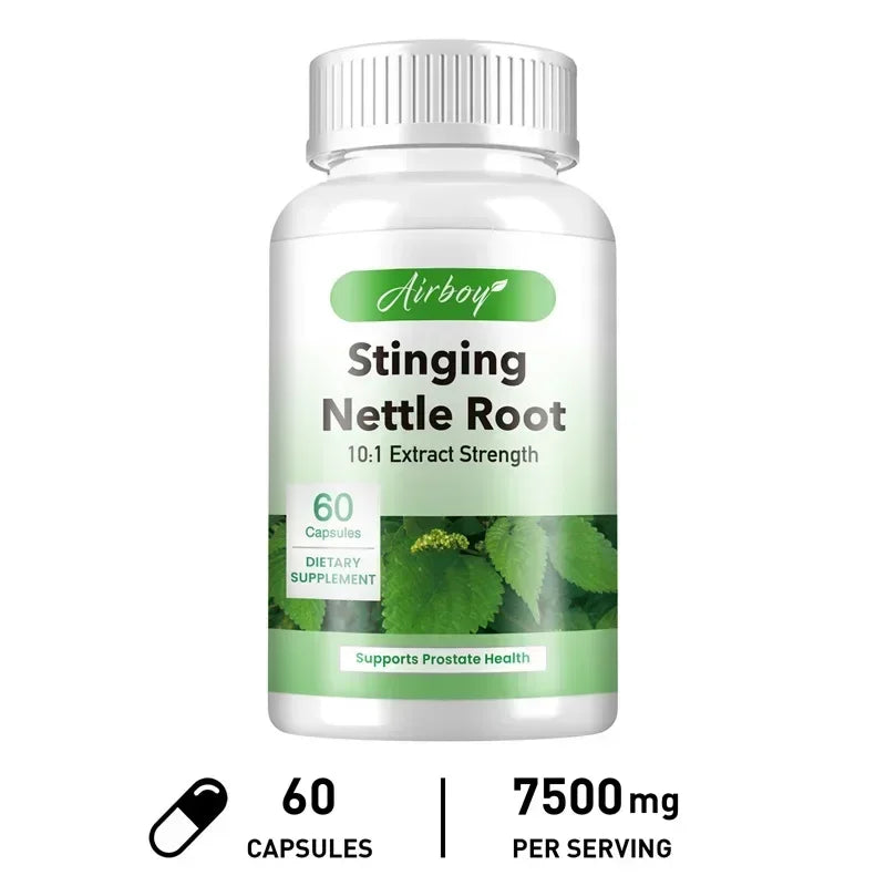 Stinging Nettle Root Capsules - Supports Prostate and Urinary Tract Health, Promotes Hair Growth, Reduces Urinary Frequency