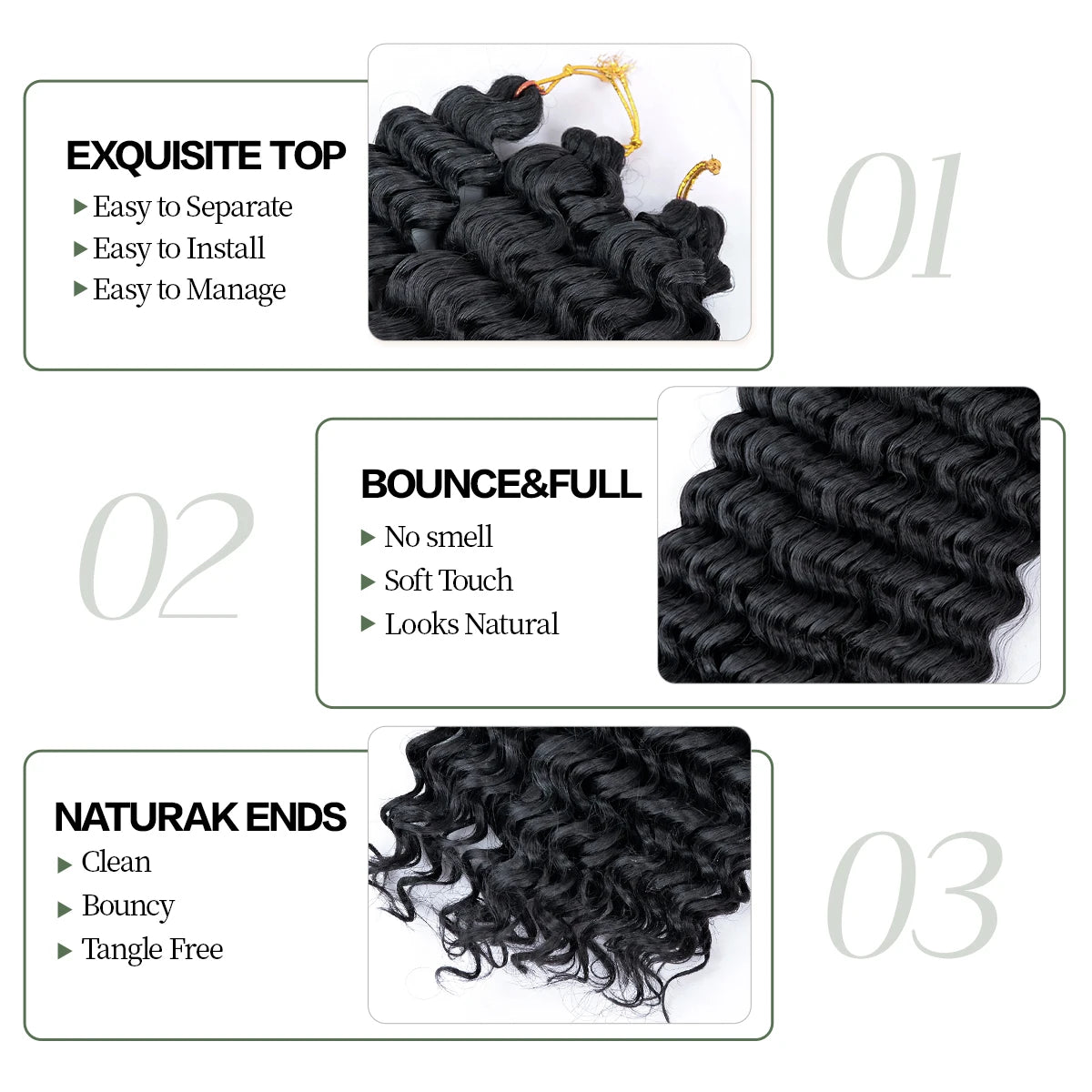 Deep Wavy Twist Crochet Hair Boho Braid Hair Synthetic Curly Hair Crochet Braids High Temperature Fiber Braiding Hair Extensions
